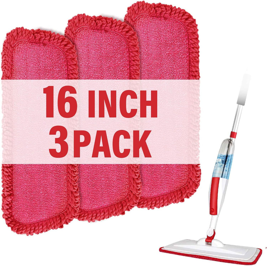 16.5" Microfiber Mop Pads Refills, 3 Pack Reusable Replacement Heads