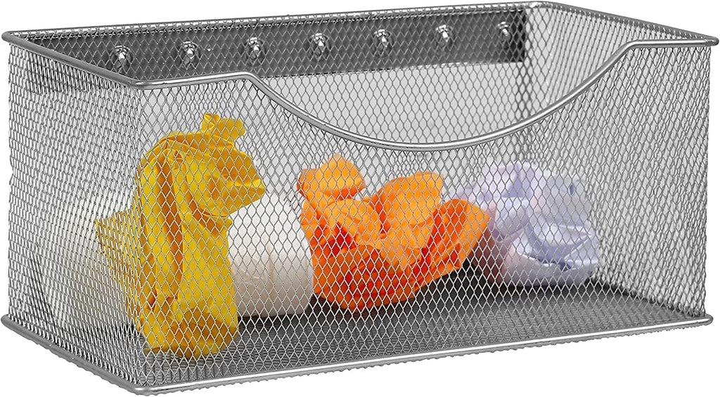 YBM HOME Magnetic Basket Storage Organizer with 16 Strong Magnets for Metal Desk, Fridge, Whiteboard, and Wall Locker Accessories, Large (2-Pack)