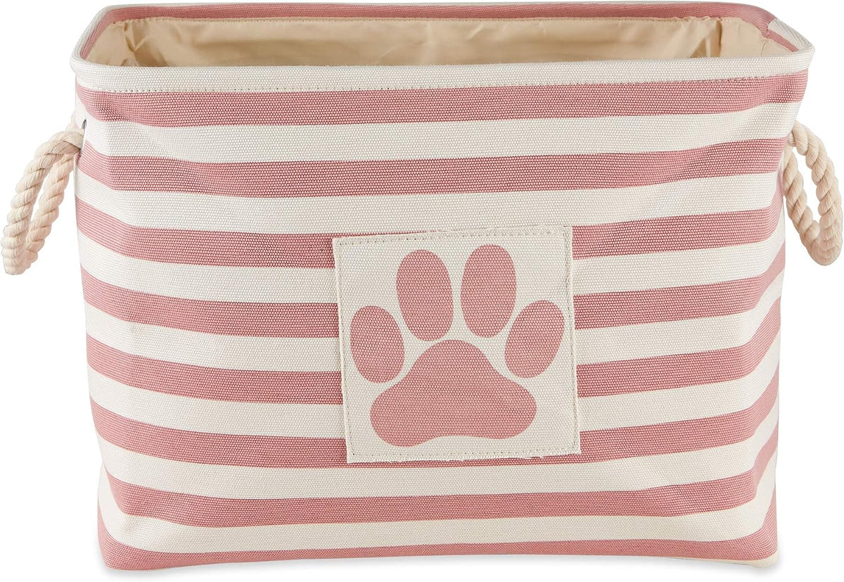 Bone Dry Dog Toy Basket, Rectangle Rose Small, Collapsible