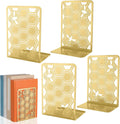 Chunful 6 Pack Gold Metal Honeycomb Bee Bookends Book Stoppers for Shelves
