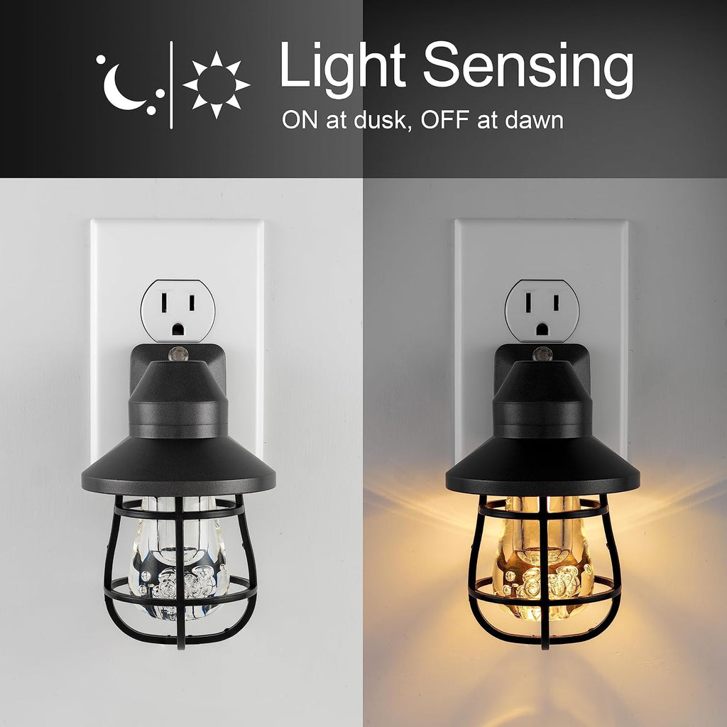 GE Vintage Night Lights Plug Into Wall, Auto Dusk to Dawn Sensor