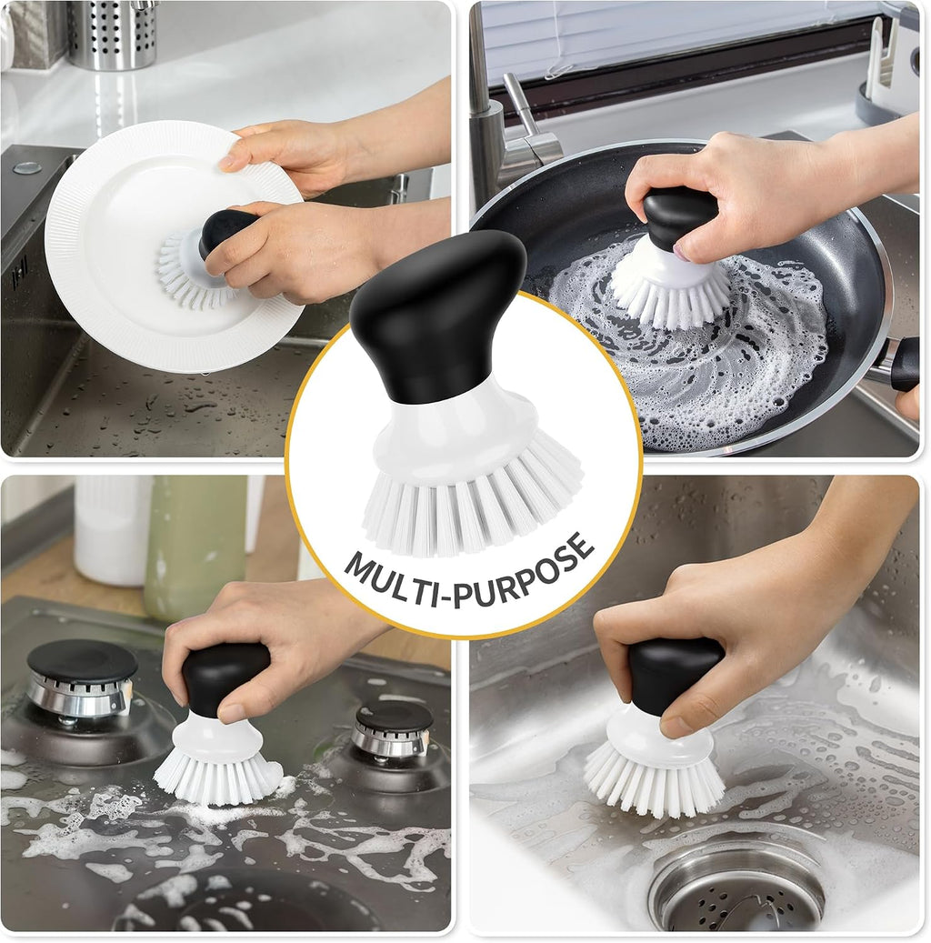 MR.SIGA Dish Scrub Brush, Palm Brush Dish Scrubber, White, Pack of 2