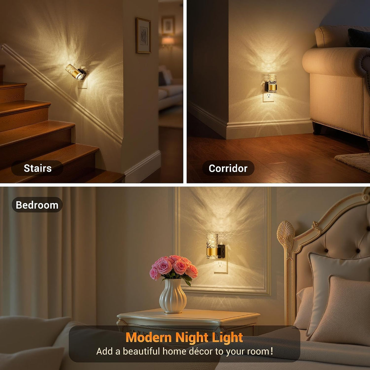 JandCase Night Light, Automatic Night Lights Plug into Wall, 3000K LED