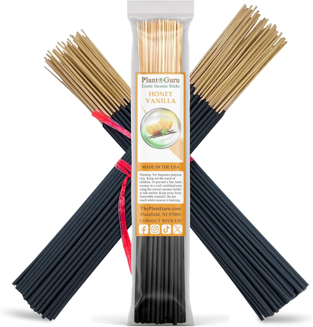 Honey Vanilla Incense Sticks 11" - 1 Bundle 85 to 100 Sticks - Smooth and Clean Long Burn Time, 45 to 60 Minutes.
