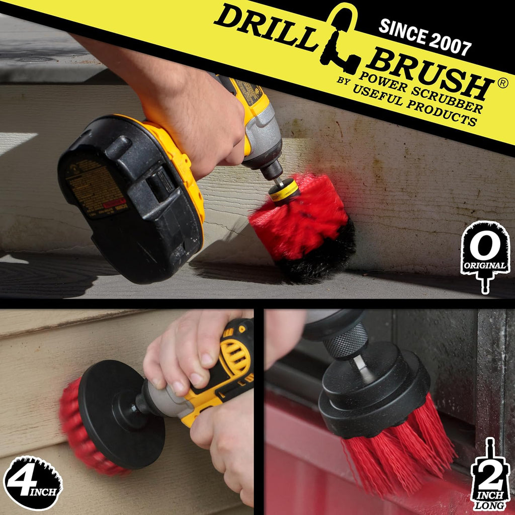 Outdoor Drill Powered Cleaning Brushes - Heavy Duty Deck Scrub Brush