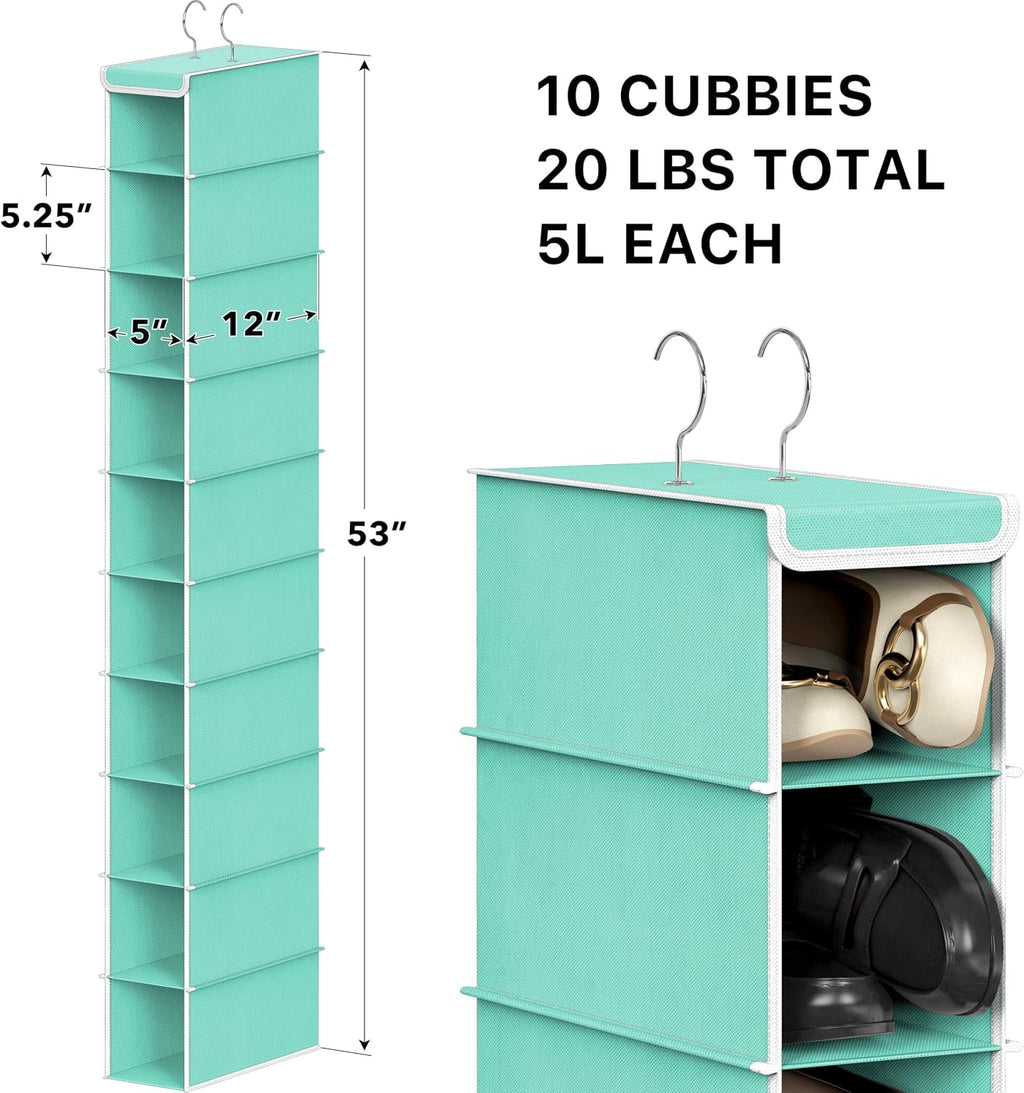 Simple Houseware 10 Shelves Closet Hanging Shoe Organizer, Turquoise