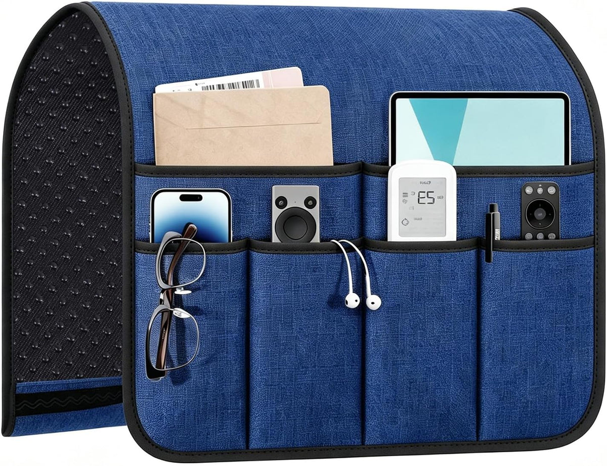 Remote Control Holder, Blue, Sofa Armrest Organizer