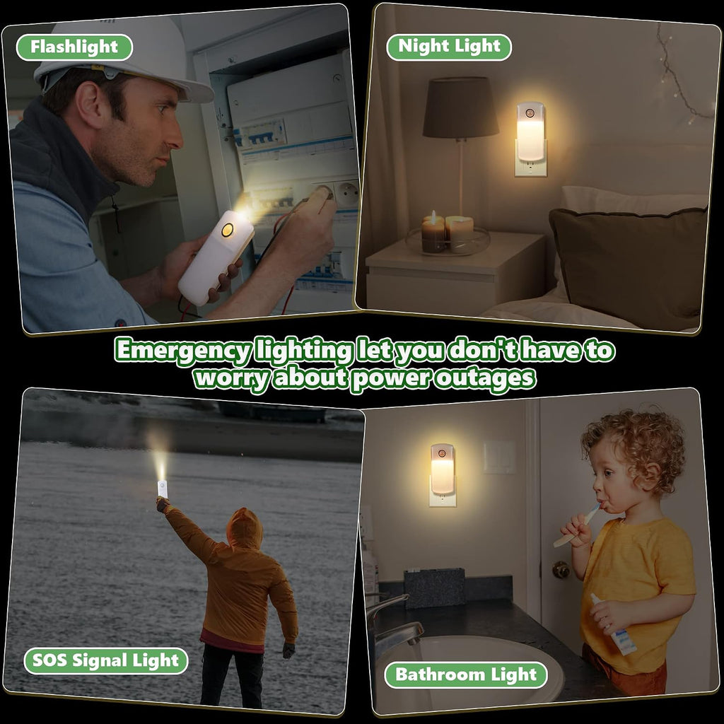 Enhon 3 Pack 4 in 1 Home Emergency Power Failure Night Lights, Warm White