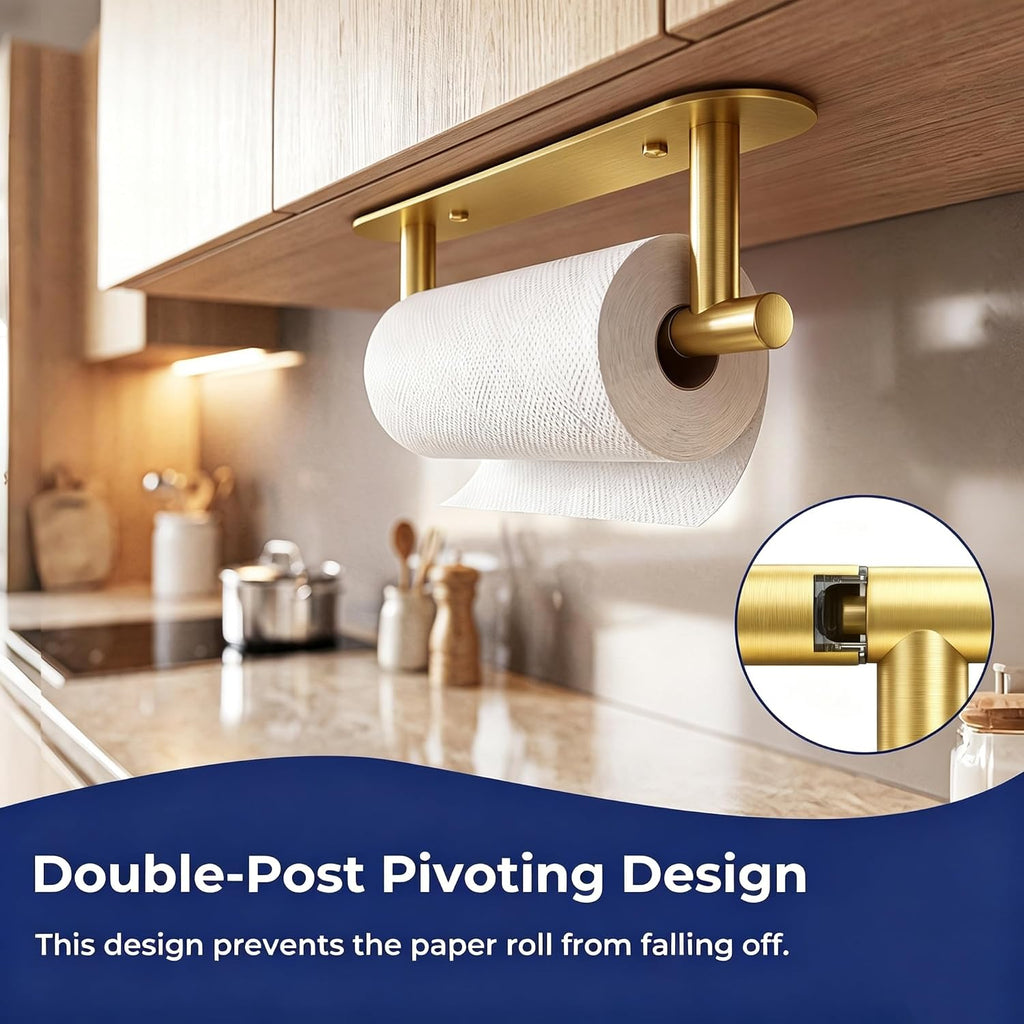Adhesive or Screw Toilet Paper Holder, Brushed Gold Toilet Roll Holder