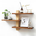 GRID FORTE Wood 3-Tier Floating Shelf, Large Minimalist Wall Shelves