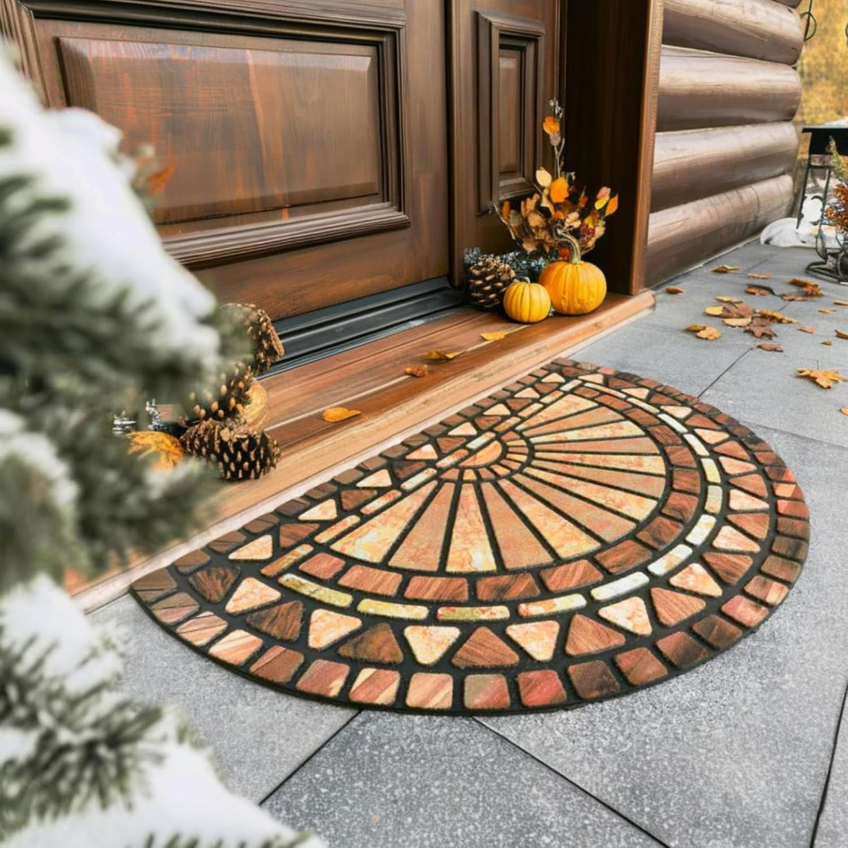 CHICHIC Front Door Mat 24"x36" Outdoors Heavy Duty Rubber Mat, Orange