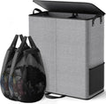 155L 2 Section Laundry Hamper with Lid, Laundry Basket, Gray