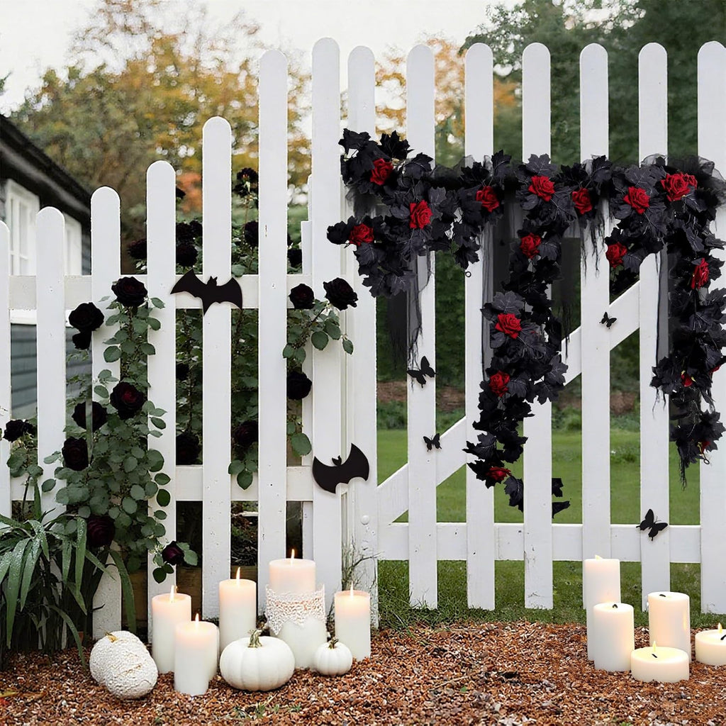 SJL Artificial Flowers Garland Black Maple Leaf Garland Fake Hanging Flower
