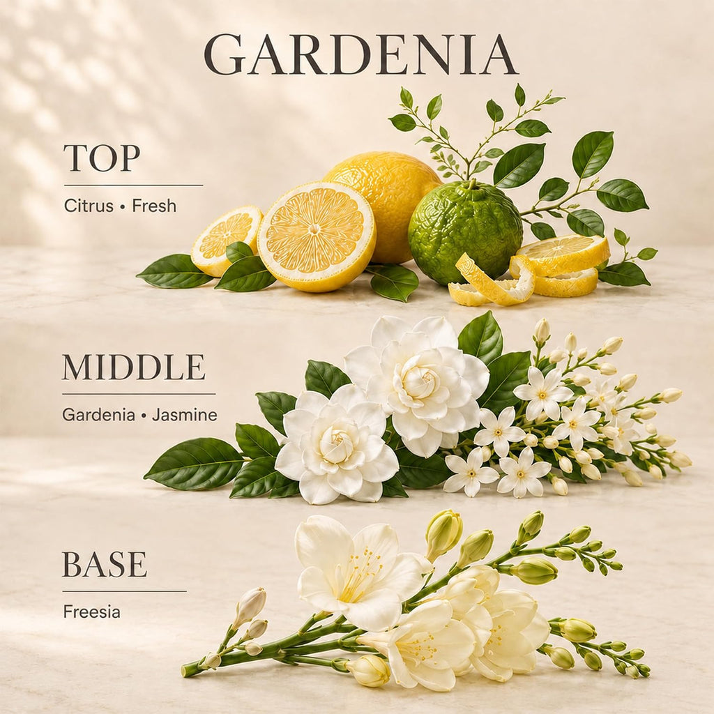 Gardenia Reed Diffuser Set with Flowers, 6.76 fl oz