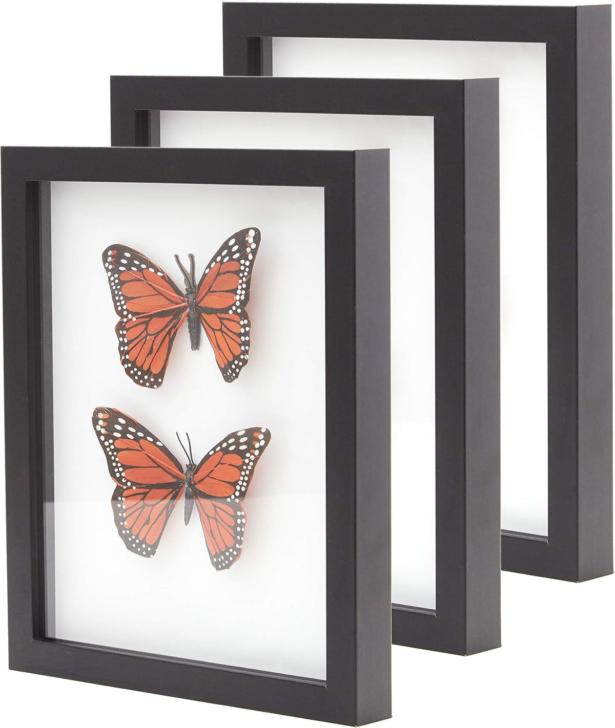 Super-Sturdy, Real Wood 8x10 Shadow Box Frame 3pk. Genuine Hardwood Displays with Real Glass. Best Shadowbox to Showcase Photos, Tickets, Wedding Bouquets, CDs, Medals, Awards, Seashells and Insects.