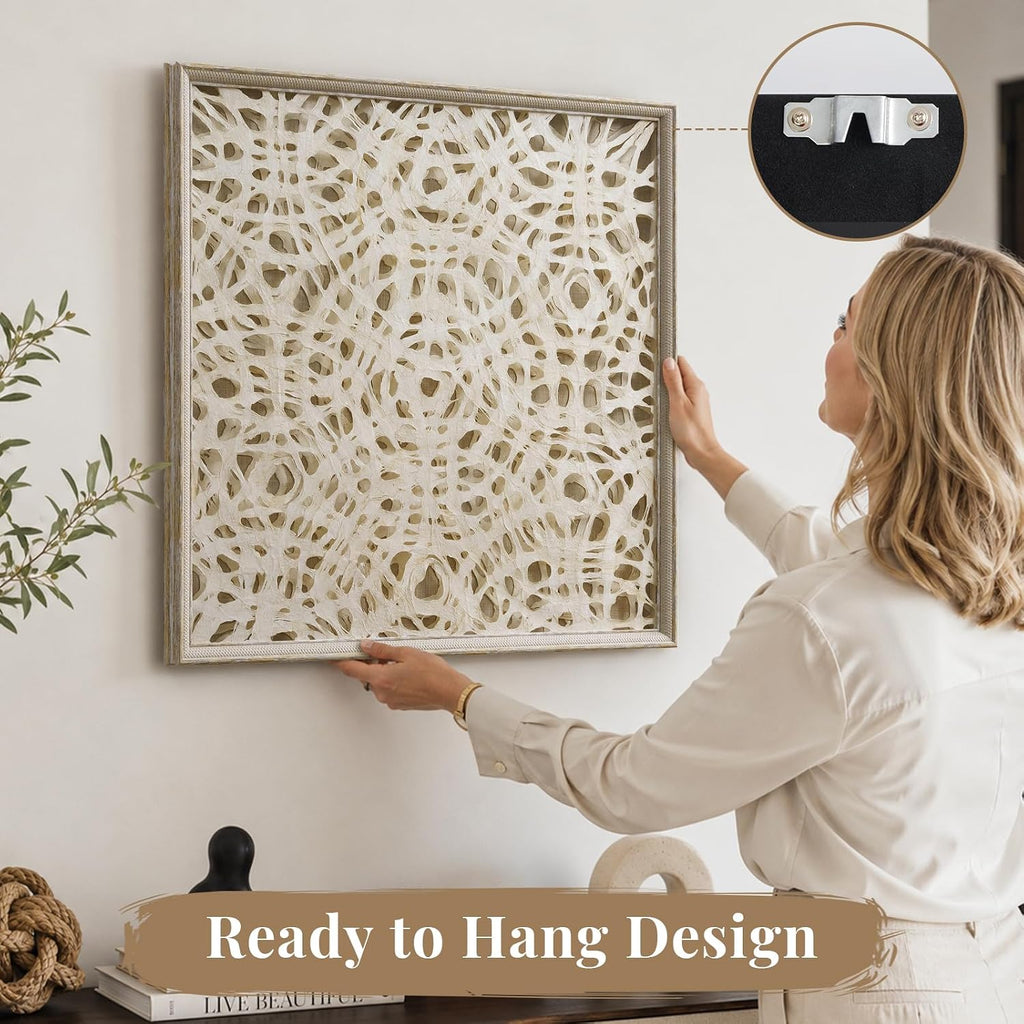 FOLKOR 24" Large Abstract Rice Paper Wall Art,3D Handmade Shadow Box Decor