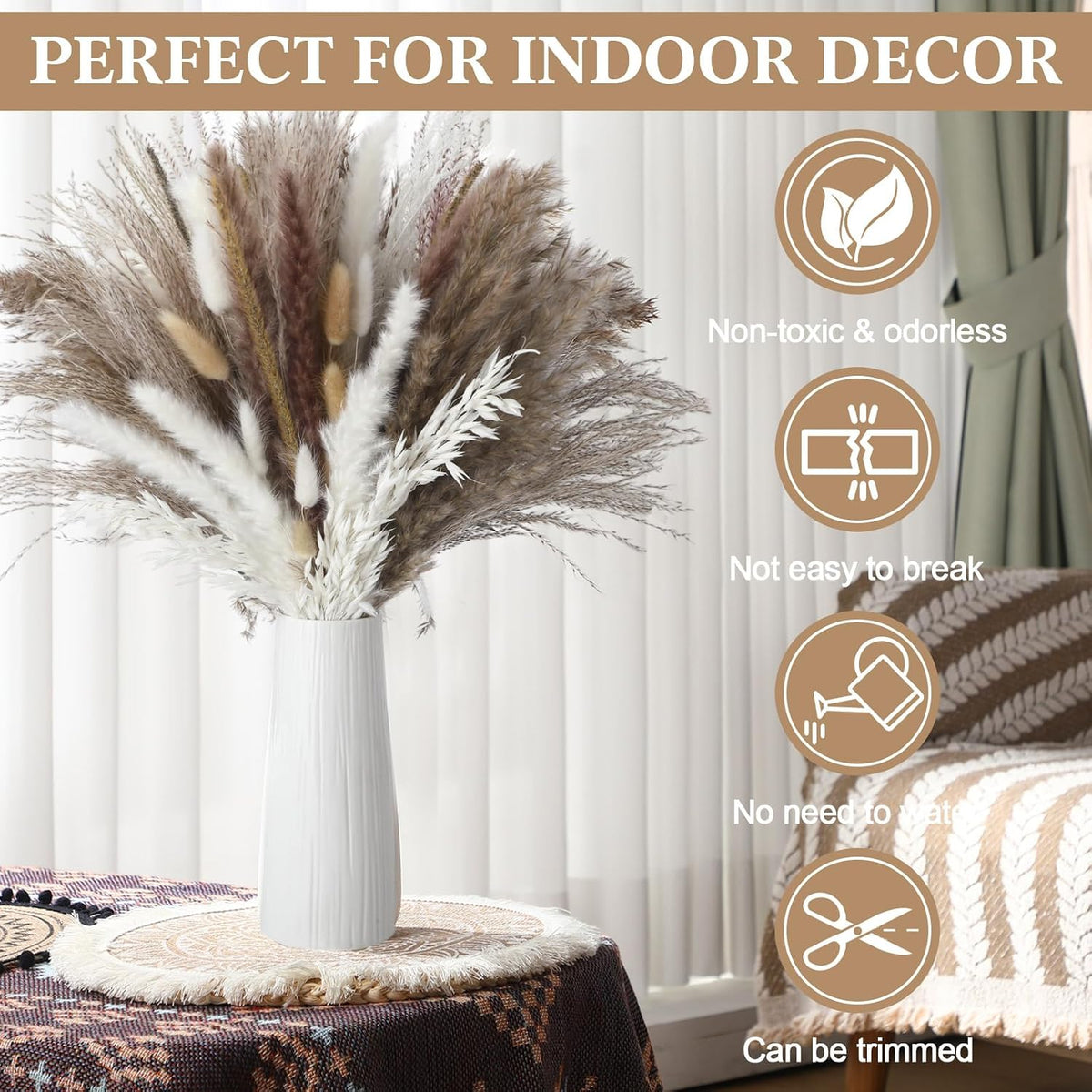 Nuanchu 703 Pcs Dried Pampas Grass Flowers, Bunny Tails, Retro Style