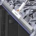 Rubber Squeegee Broom for Floor,Upgrade 62" Long Handle Window Squeegee, 2 Cleaning Cloths, Silicone Pet Hair Remover,Magic Broom Removes Water Spots, Stains, Grease, and Hair from Glass Surfaces.