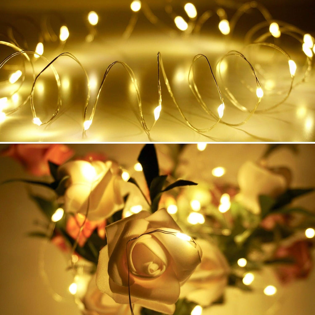 20 Packs Fairy String Lights, 6.6FT 20 LEDs Battery Operated Silver Copper Wire Starry String Light for DIY Party Christmas Costume Wedding Easter Table Decorations (Warm White)