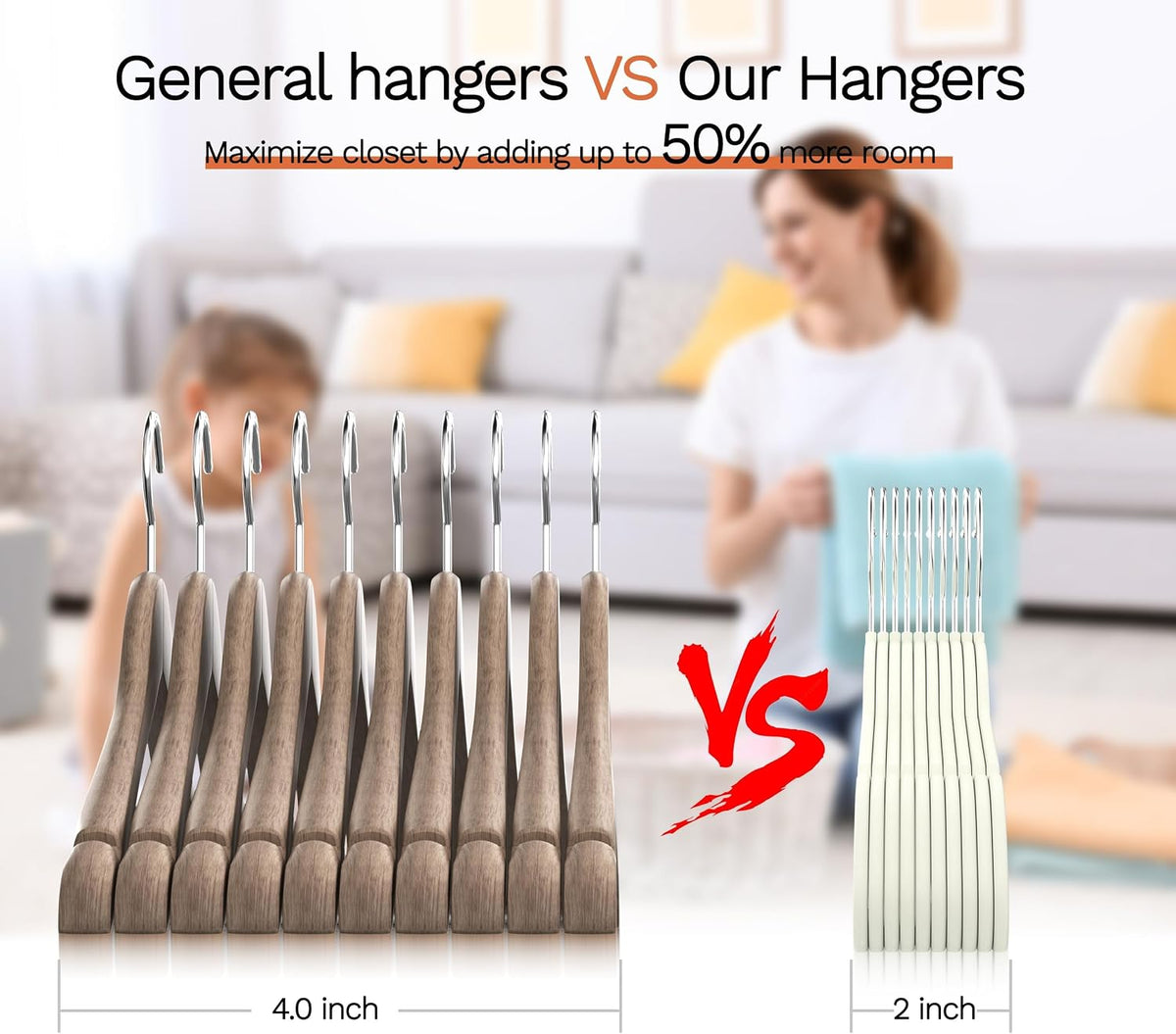 New Premium Velvet Hangers 60 Pack, Non Slip Clothes Hangers, Ivory