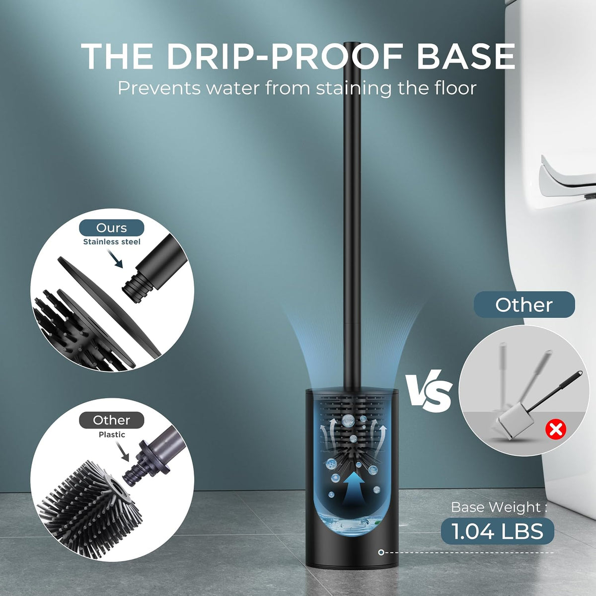 FORIOUS SUS304 Toilet Brush, Toilet Bowl Cleaner Brush and Holder Set Short