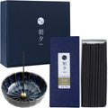Asayu Japan Sandalwood Incense Gift Set with Navy Blue Lotus Holder