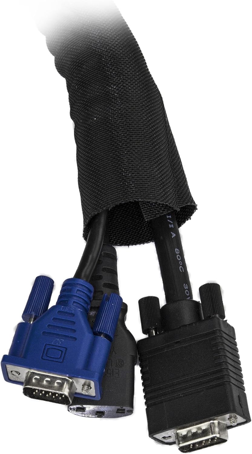 StarTech 6.5' (2m) Cable Management Sleeve, Black, Trimmable (WKSTNCM)