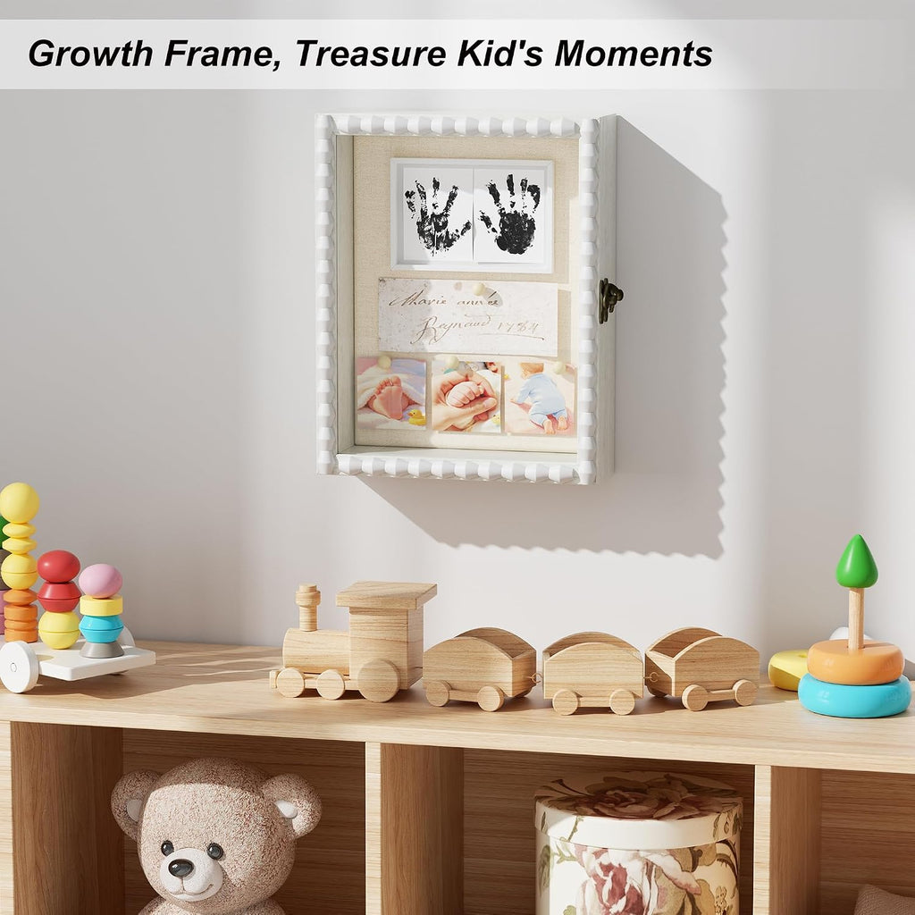 Love-KANKEI 8x10 Deep Shadow Box Frame,Solid Wood Beaded Edge Frame,White