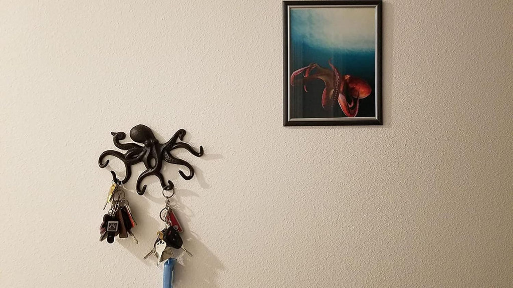 Octopus Coat Hook, Wall Mounted Key Holder, 2Pcs, Black
