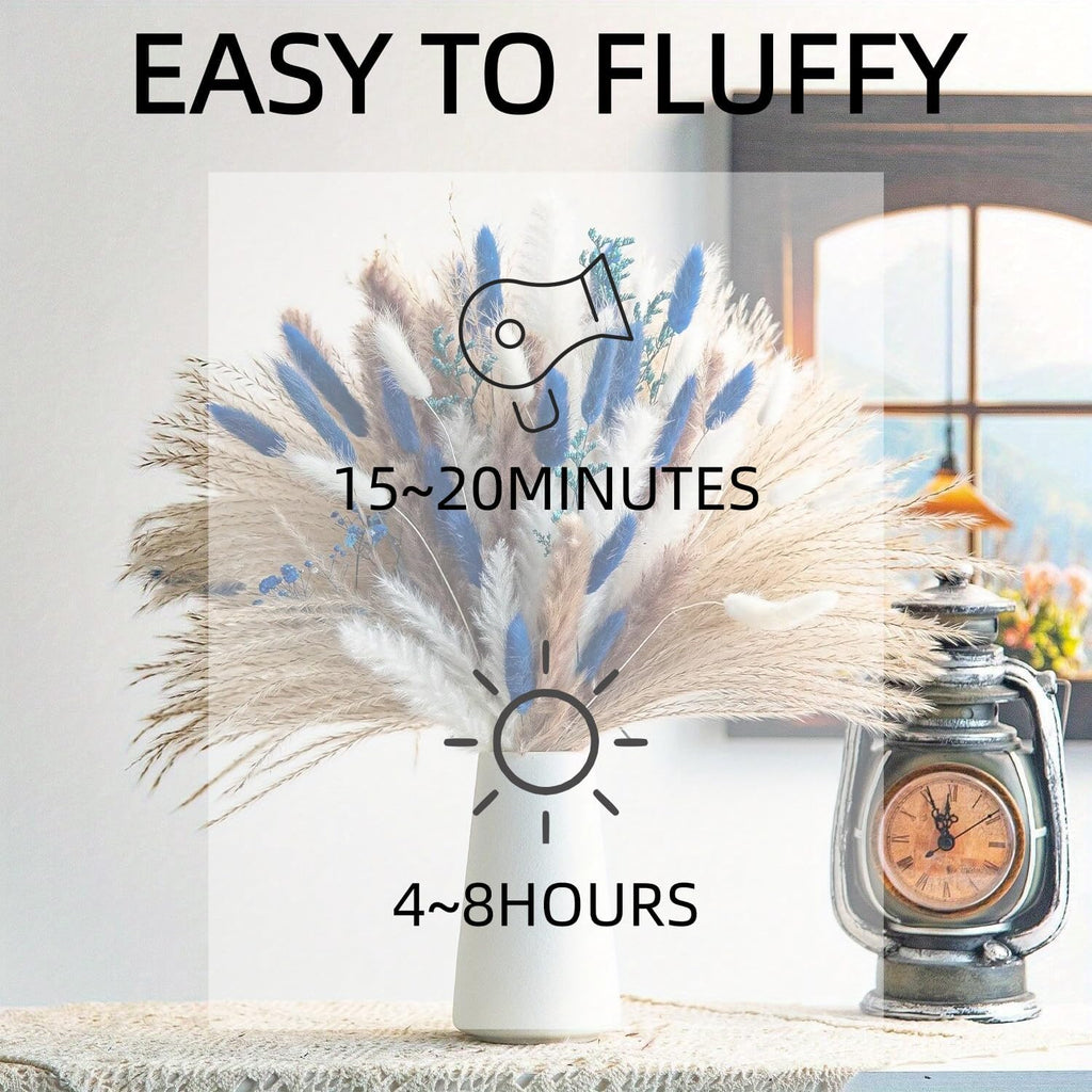 Natural Blue Pampas Grass Bulk Fluffy Dried Plants