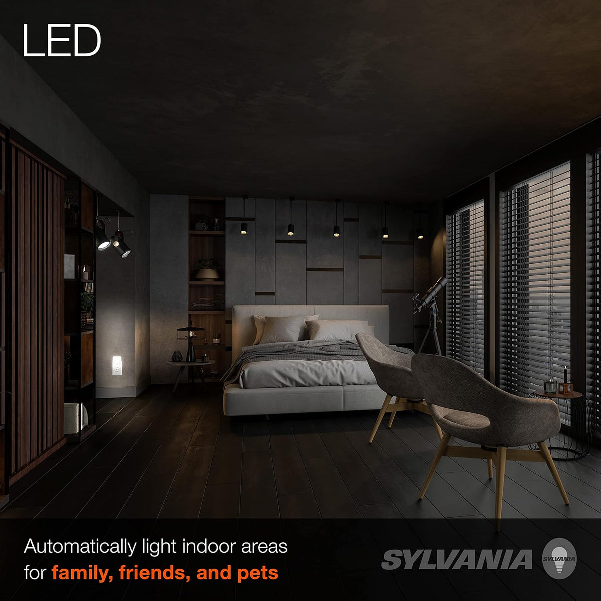 LEDVANCE Sylvania LED Night Light with USB Port and Socket, 3-Color Select, Frosted, 3000K, 5 Lumens, Cool White - 1 Pack (64991)