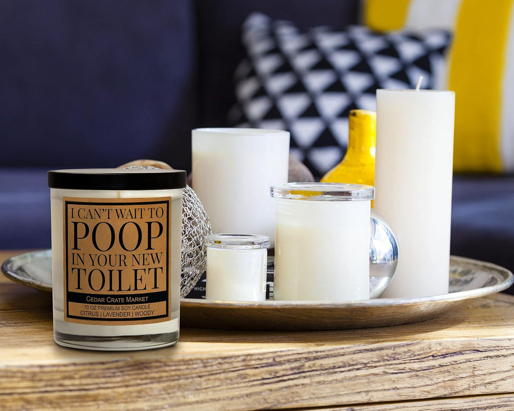 Funny House Warming Gifts New Home Candle - I Can't Wait to Poop