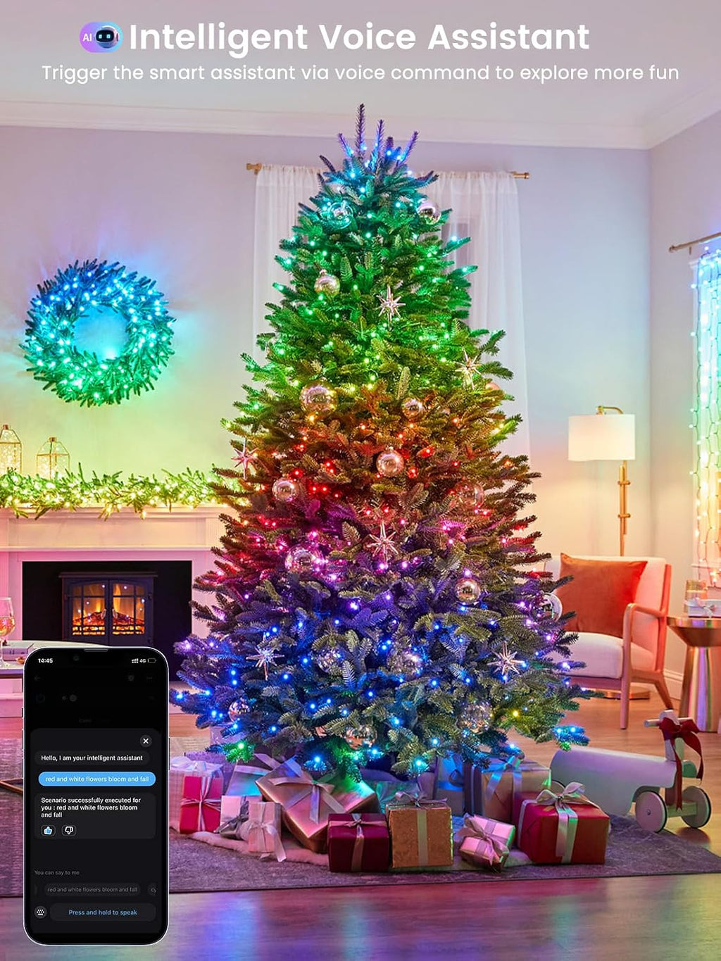 Smart Color Changing Halloween Lights String 145FT 400 LED APP and Remote