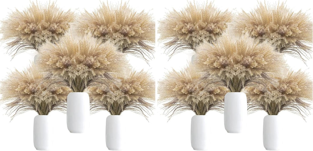 Uieke 500Pcs Natural Dried Pampas Grass Plume 17inch Tall Dried Flowers Bulk Reed Dried Plants for Wedding Flower Arrangements Farmhouse Wreath Door Centerpiece Home Décor Brown (Pack of 2)