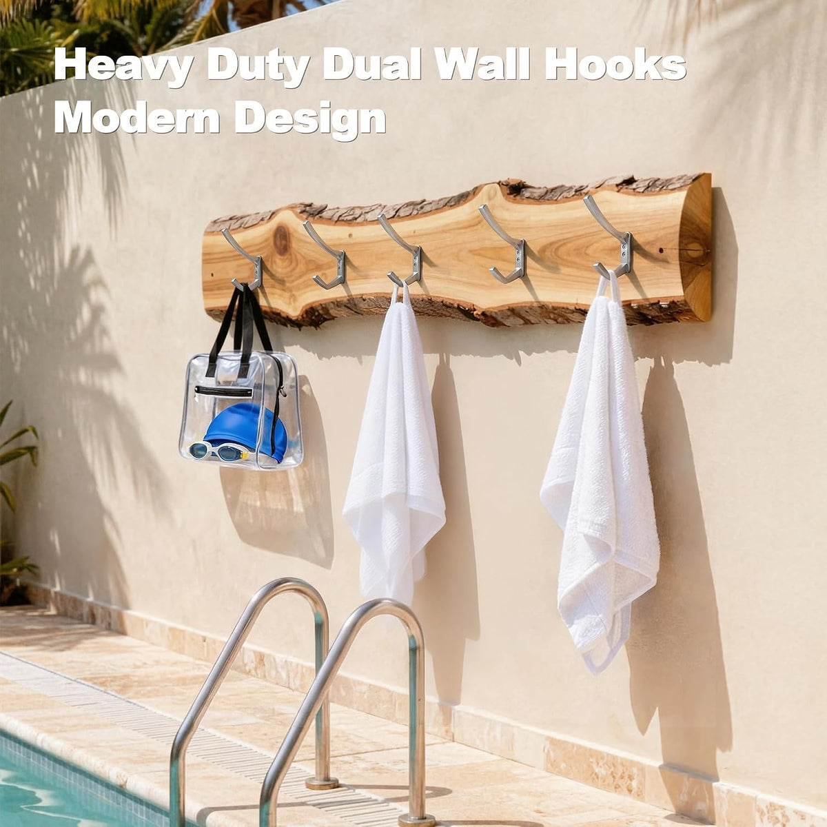 Heavy Duty Wall Hooks, 5 Inch Large Wall Mount Hooks for Hanging Heavy Backpacks, School Bags, Winter Coat, Handbags, Purses in Entryway, Hallway, Garage, Bathroom, Laundry (6, Silver)