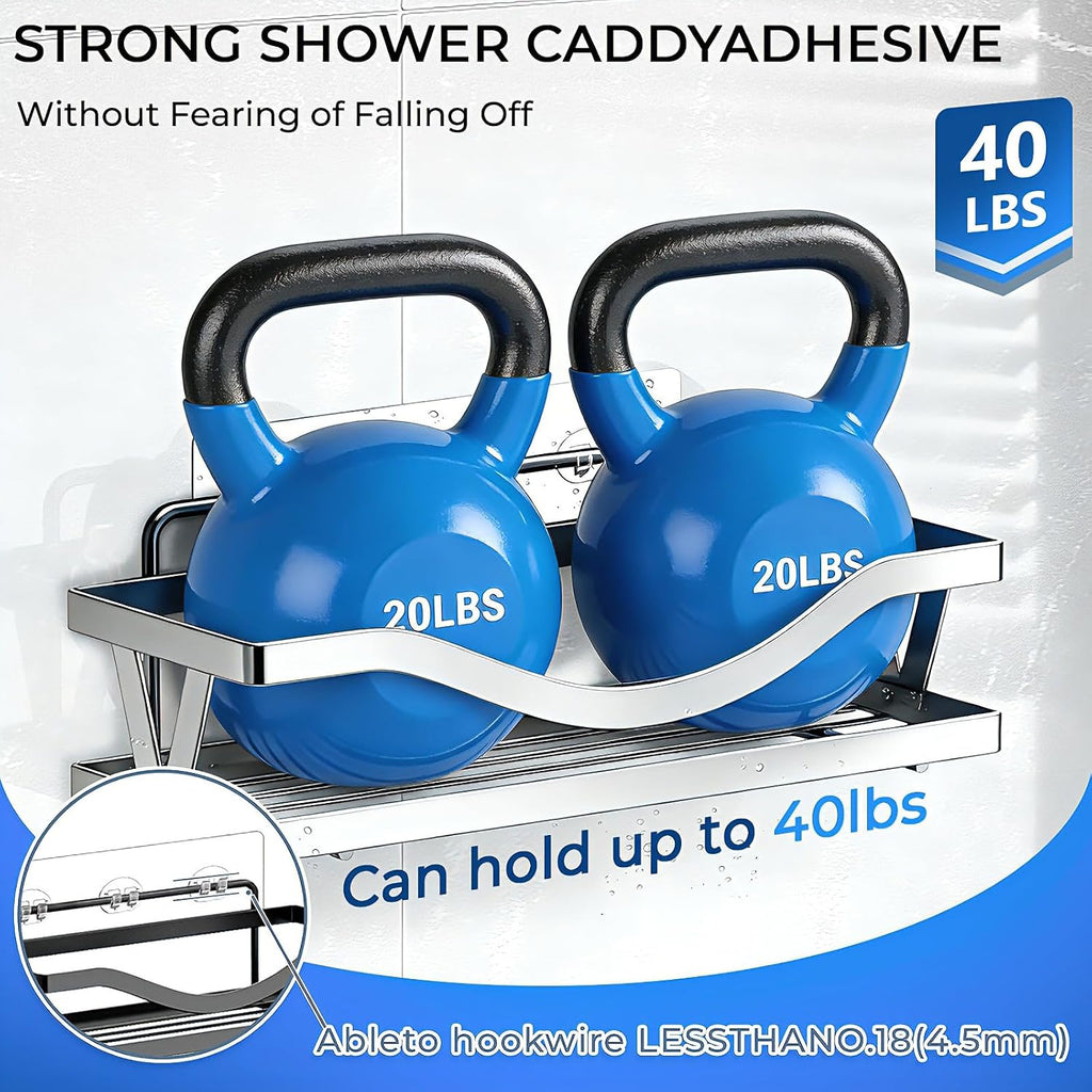 Shower Caddy Adhesive Replacement Hooks, Strong Waterproof Strips, No Drilling for Bathroom Shelves, Kitchen Racks, and Soap Holders (Transparent-14 Pack)