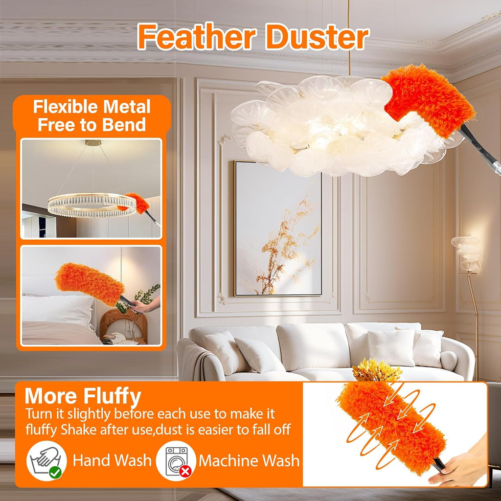30FT High Reach Duster Cleaning Kit with 5-24 FT Extension Pole