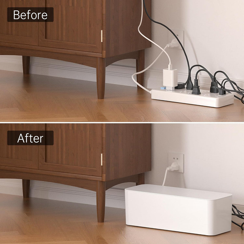 YECAYE Cable Management Box, White, XL+M, 2 Pack