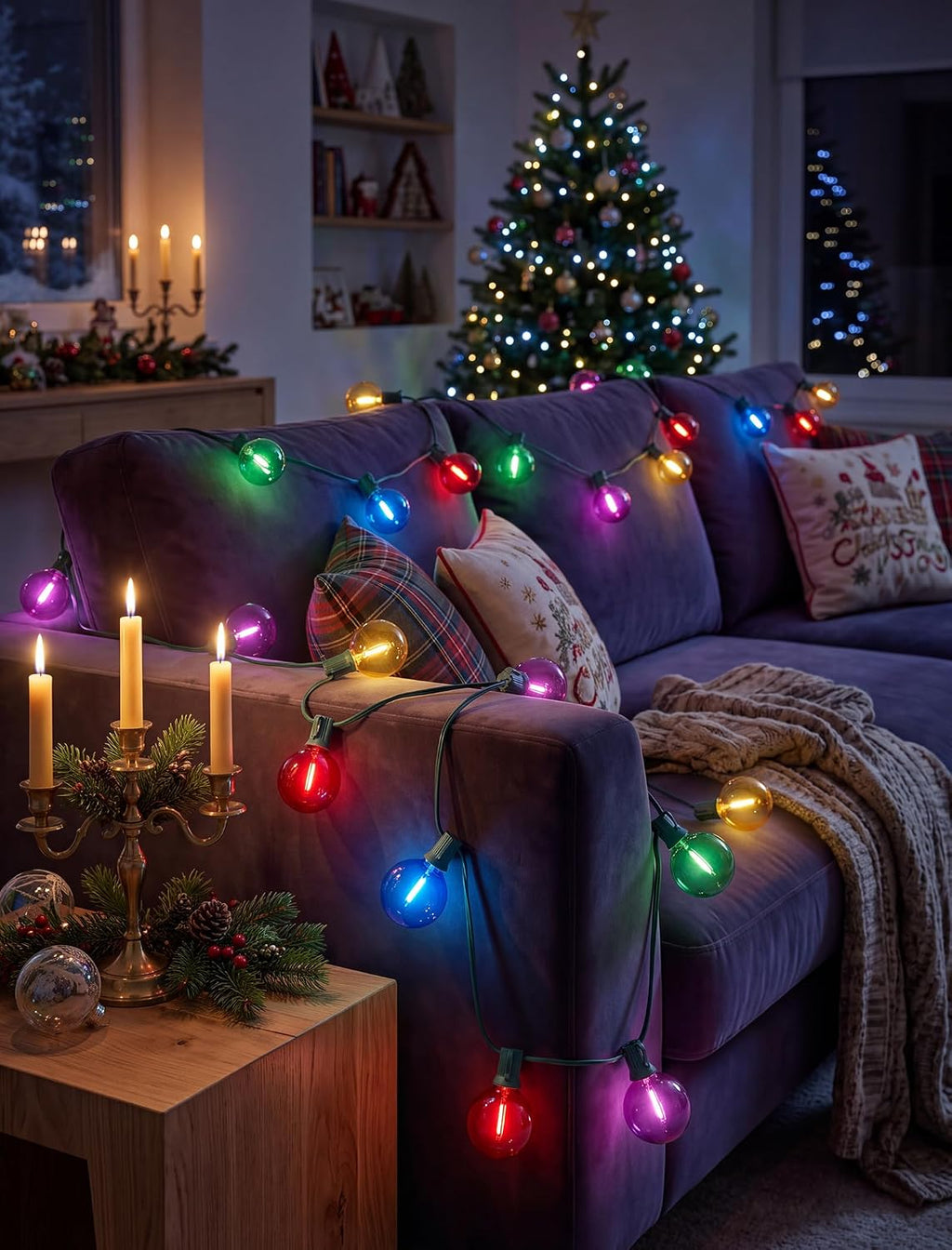 25FT G40 LED Multicolor Outdoor String Lights, 25 Shatterproof Globe Bulbs