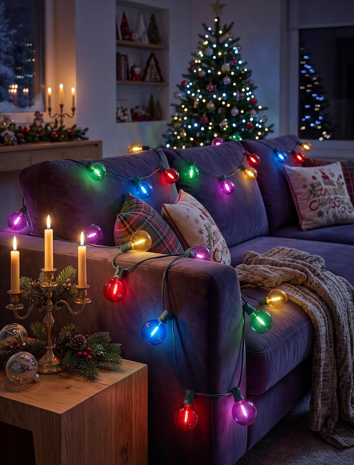 25FT G40 LED Multicolor Outdoor String Lights, 25 Shatterproof Globe Bulbs