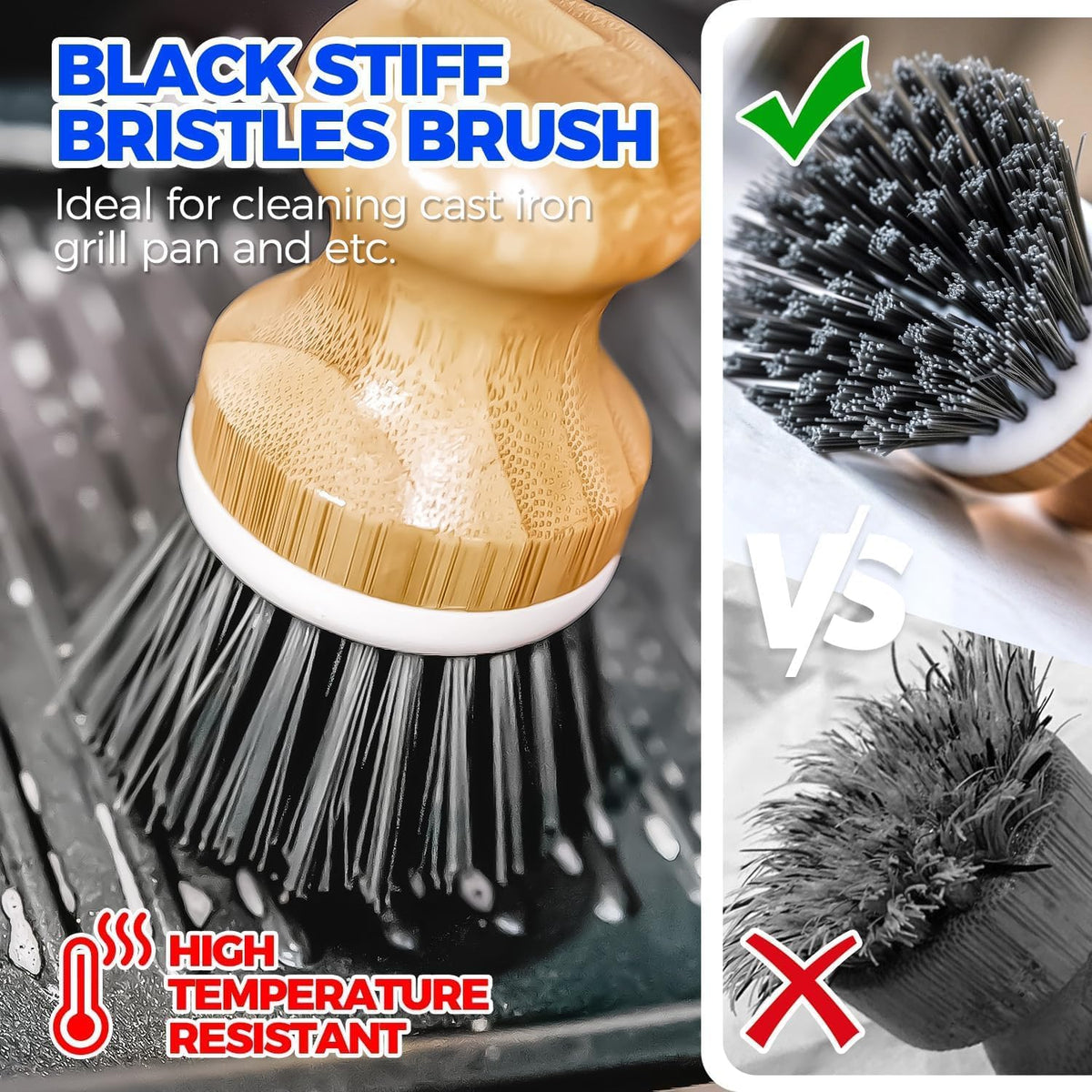 Holikme 6 Pack Dish Brush with Bottle Brush Scrub Brush Straw,Charcoal