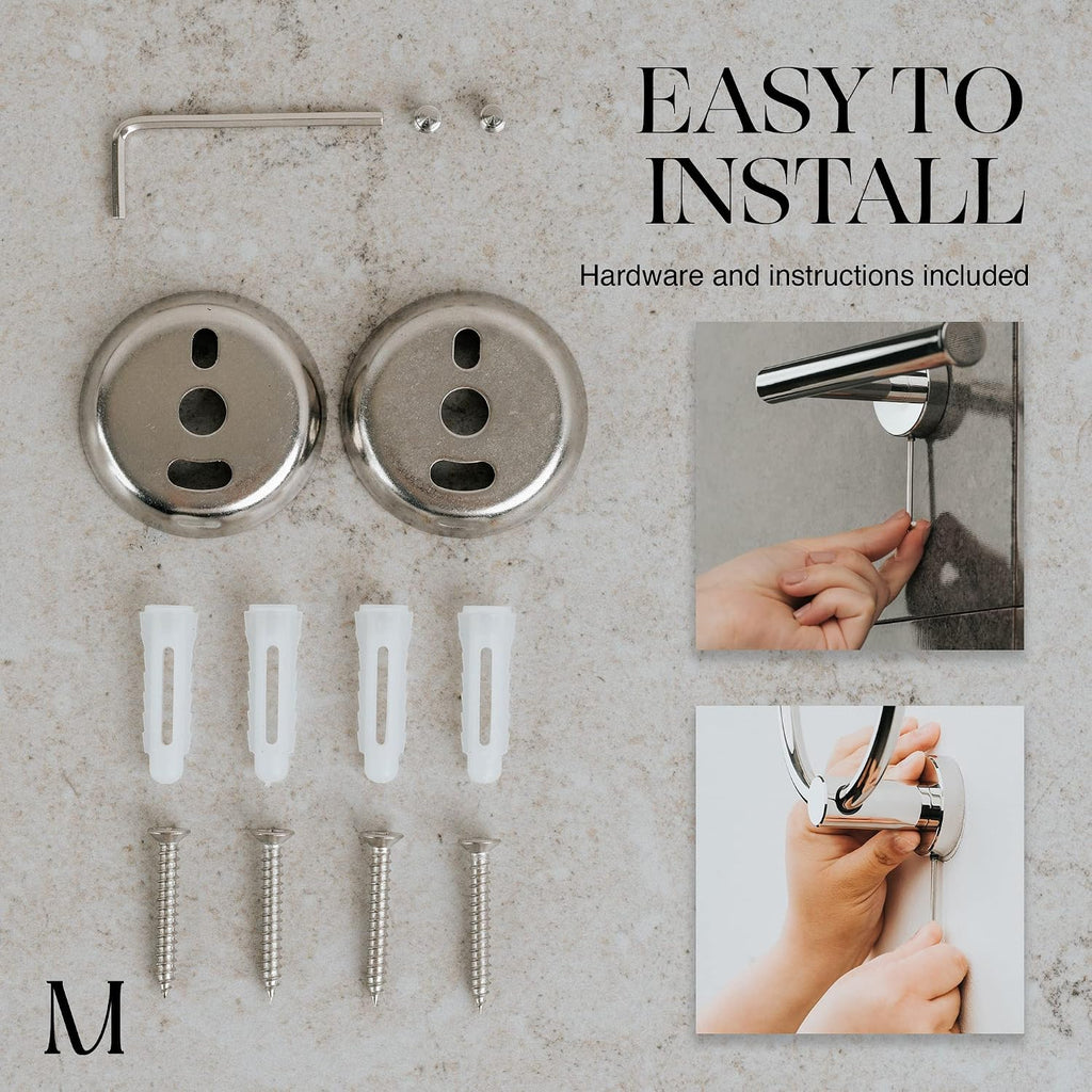 MARMOLUX ACC Bathroom Hardware Set Towel Racks 4 Pieces Hand Towel Ring Holder-Toilet Paper Holder-Towel Hook-Towel Bar Heavy Duty Wall Mount Bathroom Accessories SUS 304 Stainless Steel Mirror Finish
