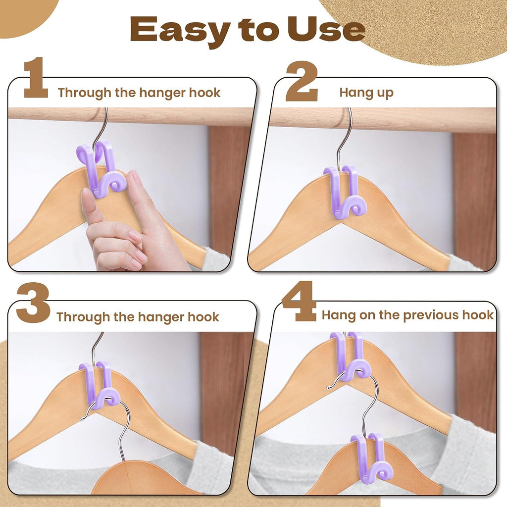 Mlici 60 Pcs Space Saving Hanger Connect Hooks for Closet Organizer, Purple