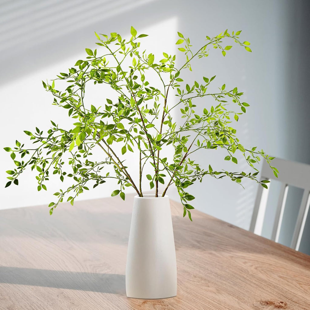 Ttranewsoo Artificial Greenery Stems, 43.3" Nandina Branches Tall Faux Plant Stems for Vase, Greenery Decor Stems Leaves Bunches for Shop Garden Office Home Décor(Green,2Pcs)