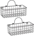 DII Farmhouse Vintage Décor, Wire Wall Basket, Small, Black, 2 Piece