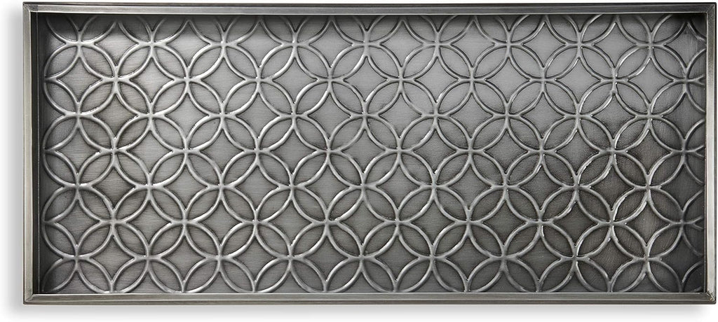Good Directions Medium Boot Tray, Double Circles Multi-Purpose All Weather Decorative Tray, Shoes, Plants, Pet Bowls, 30x13x2 Inch, Dark Zinc Gray Steel