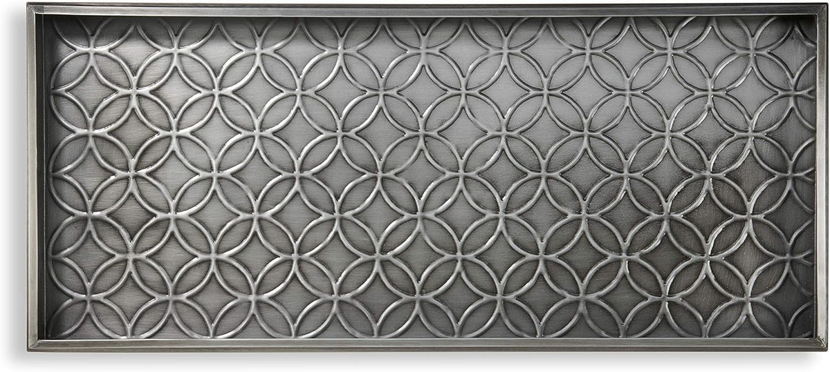 Good Directions Medium Boot Tray, Double Circles Multi-Purpose All Weather Decorative Tray, Shoes, Plants, Pet Bowls, 30x13x2 Inch, Dark Zinc Gray Steel