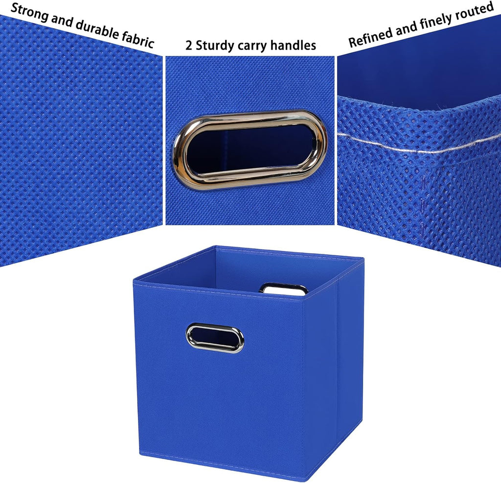 Fabric Cubby Storage Bins,13x13x13 Inches,Cube Organizer Bin Foldable Storage Boxes with Dual Handles Fabric Organizer Box and collapsible Storage basket,Set of 8,Dark Blue