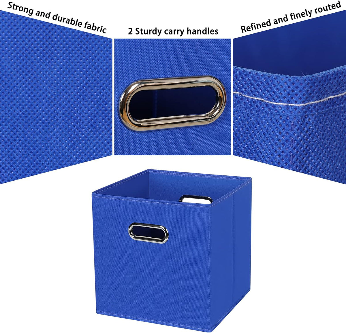 Fabric Cubby Storage Bins,13x13x13 Inches,Cube Organizer Bin Foldable Storage Boxes with Dual Handles Fabric Organizer Box and collapsible Storage basket,Set of 8,Dark Blue