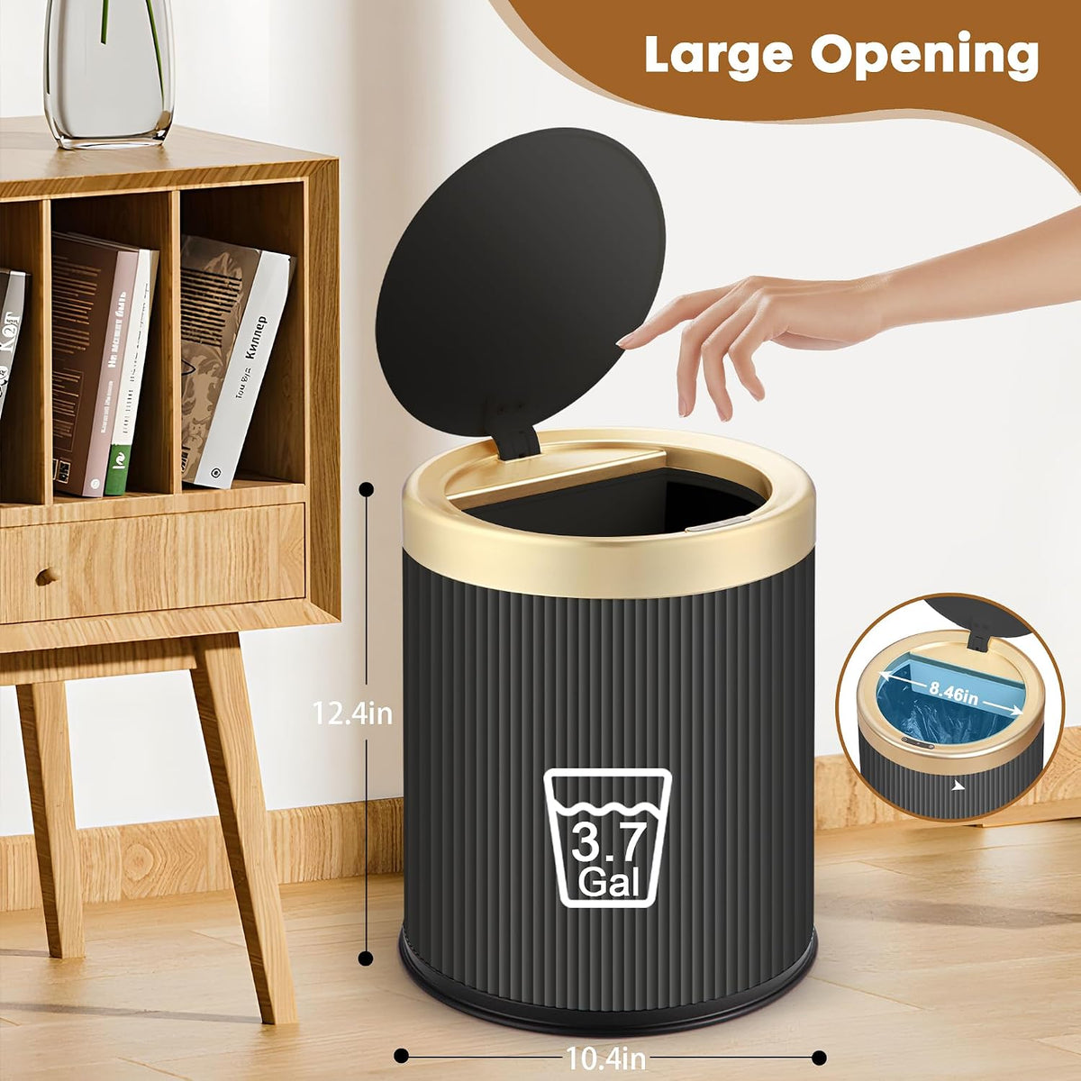 Motion Sensor Trash Can with Lid,Touchless Sensor Bathroom Trashcan